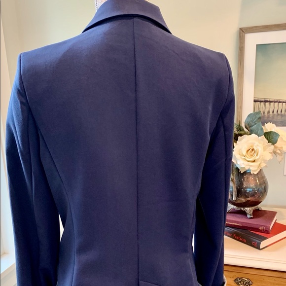 Blue cotton jacket with pinstripe lined cuffs. - Picture 5 of 8